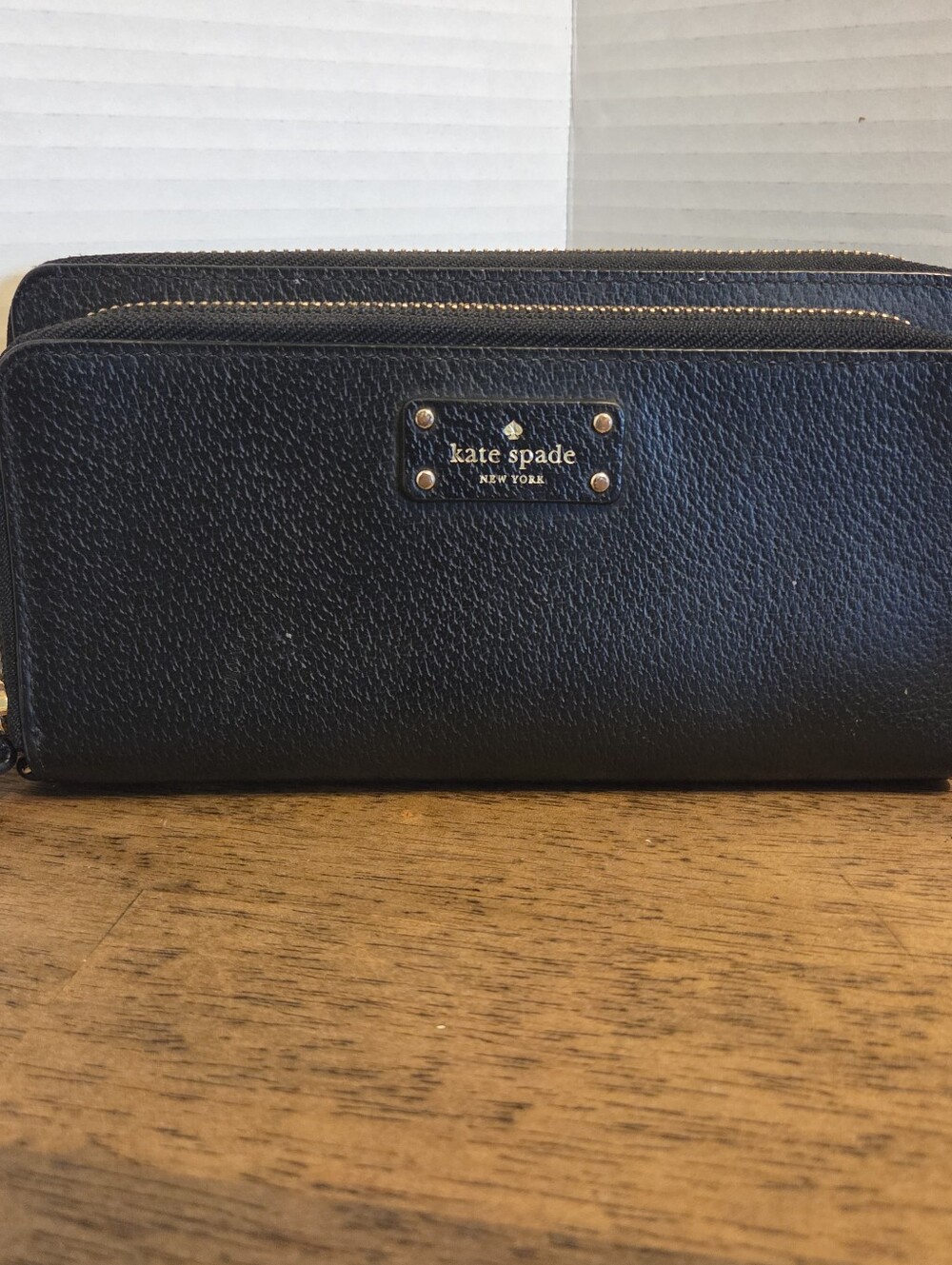 Kate Spade Black Pebbled Leather Zip Wallet